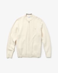 Men's Banana Neck Ribbed Cotton And Cashmere Zip Jacket