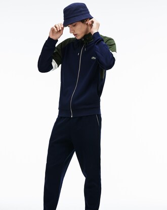 Men's Stand-Up Neck Colourblock Piqué Fleece Zip Sweatshirt