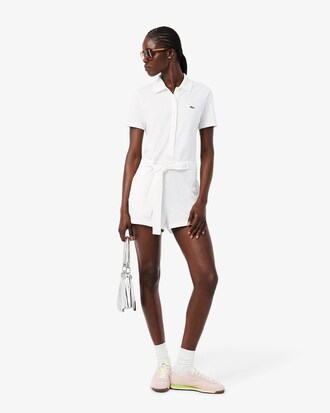 Stretch Piqu&eacute; Polo Collar Playsuit