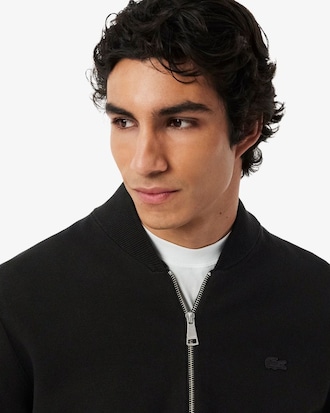 Zipped Double Face Knit Bomber Jacket