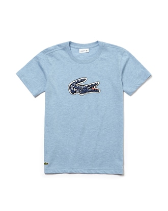 Boys' Crew Neck Crocodile Print Indigo Jersey T-shirt