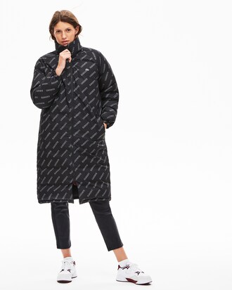 Women's Lacoste LIVE Print Lining Long Reversible Quilted Jacket