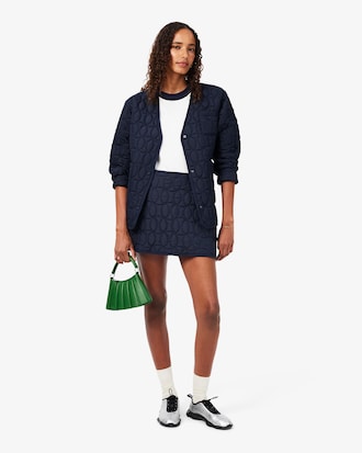 Short Water-Repellent Tennis Motif Quilted Skirt