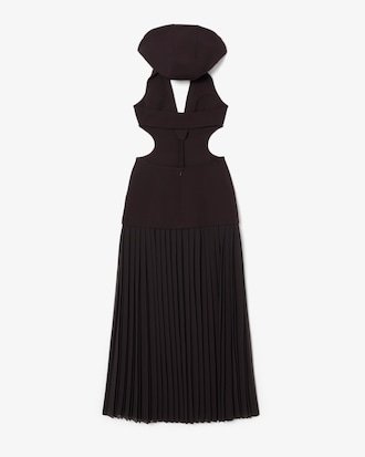 Runway Long Pleated Hooded Dress