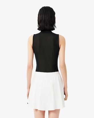 Sleeveless Stretch Dual Fabric Tennis Polo Shirt