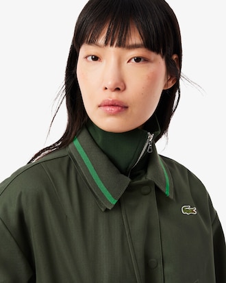 Oversized Polo Collar Twill Jacket