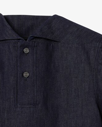 Runway Loose Fit Denim Polo Shirt