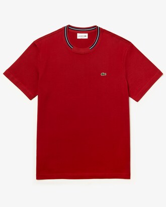 Men's Contrast Stripe Crew Neck Cotton T-shirt