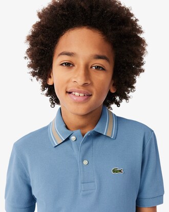 Stripe Collar Petit Piqu&eacute; Polo Shirt