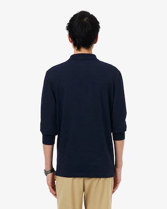 Regular Fit Long Sleeved Cotton Blend Polo Shirt