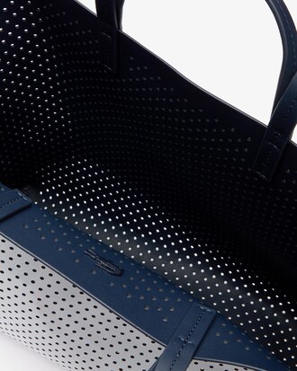 Women's Anna Punch Detachable Pouch Reversible Leather Tote Bag