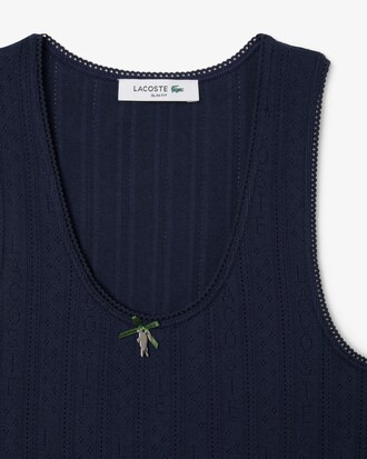 Slim Fit Pointelle Knit Cotton Tank Top