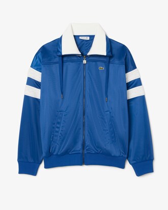 Oversized Pointelle Stripe Satin Sweatshirt
