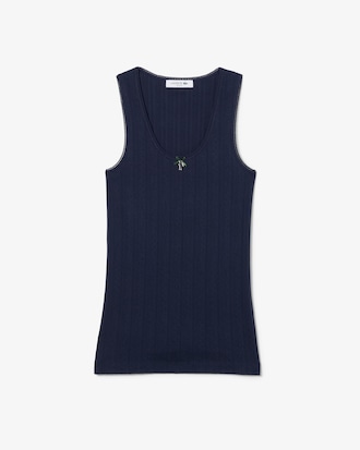 Slim Fit Pointelle Knit Cotton Tank Top