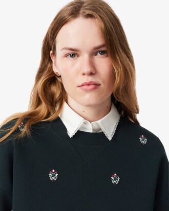 Oversized Embroidery Accent Piqu&eacute; Sweatshirt