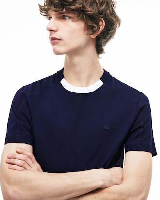Men's Lacoste Motion Contrast Crew Neck Cotton T-shirt