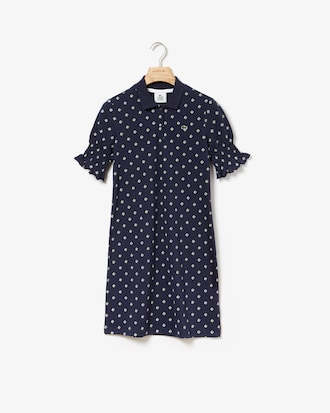 Women's Lacoste LIVE Smocked Sleeves Cashmere Print Polo Dress