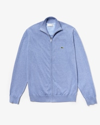 Men's Zip Stand-Up Collar Cotton Jersey Cardigan