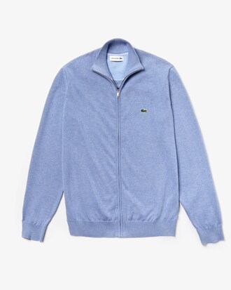 Men's Zip Stand-Up Collar Cotton Jersey Cardigan