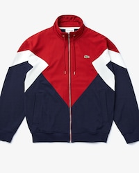 Men's Stand-Up Neck Colourblock Cotton Fleece Zip Jacket