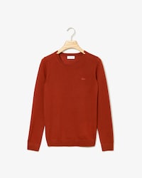 Women's Notched Crew Neck Wool Sweater