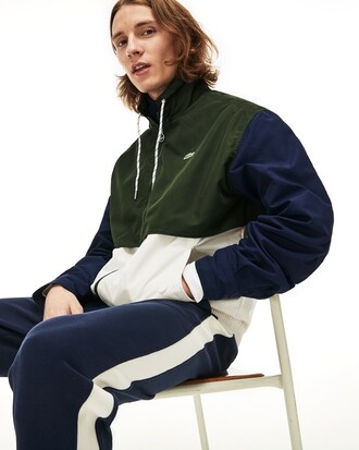 Men's Double Neck Colourblock Water-Resistant Zip Jacket