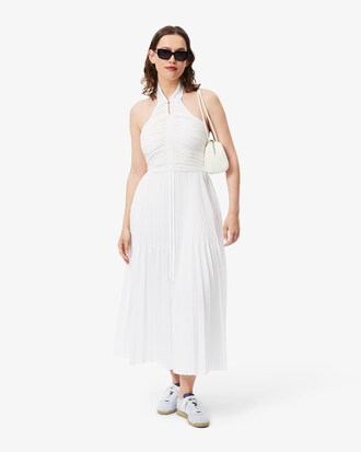 Pleated Sleeveless Polo Dress