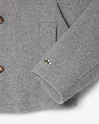 Short Oversized Wool Blend Pea Coat