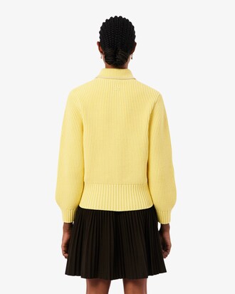 Zipped Cotton Badge Accent Sweater