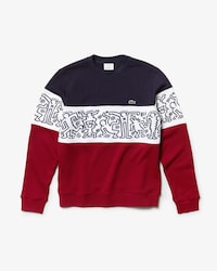 Men's Keith Haring Print Crew Neck Colourblock Fleece Sweatshirt