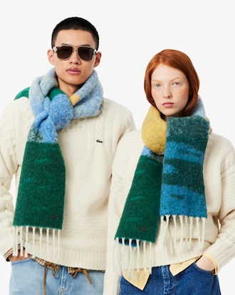 Landscape Motif Alpaca Wool Scarf