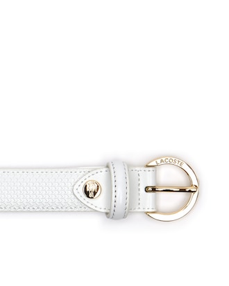 Women's Chantaco Lacoste Engraved Round Buckle Leather Belt