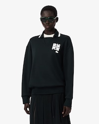 Runway Polo Shirt Collar Badge Accent Sweatshirt