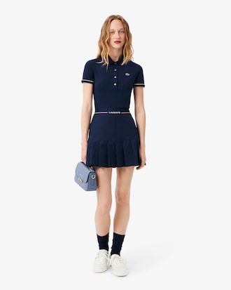 Short Pleated Wool Blend Skirt