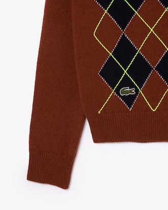 Embroidered Argyle Intarsia Sweater
