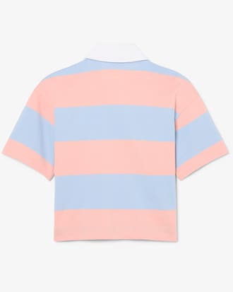Oversized Striped Cotton Rugby Polo Shirt