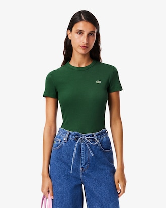 Slim Fit Ribbed Cotton T-shirt