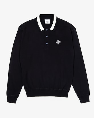 Men's Lacoste LIVE Polo Shirt Collar Diamond Badge Cotton Sweater