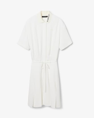 Runway Pleated Embroidery Detail Polo Dress