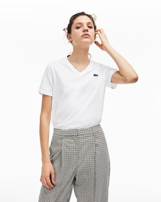 Unisex Lacoste LIVE V-Neck Cotton Jersey T-shirt