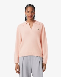3D Knit Cashmere Polo Collar Sweater
