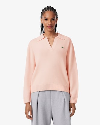 3D Knit Cashmere Polo Collar Sweater