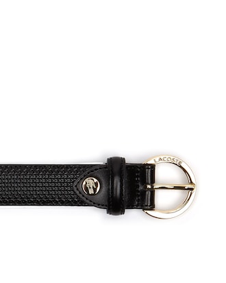 Women's Chantaco Lacoste Engraved Round Buckle Leather Belt