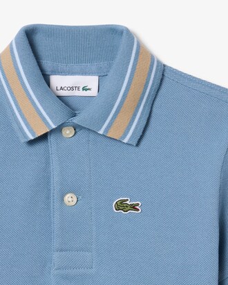 Stripe Collar Petit Piqu&eacute; Polo Shirt