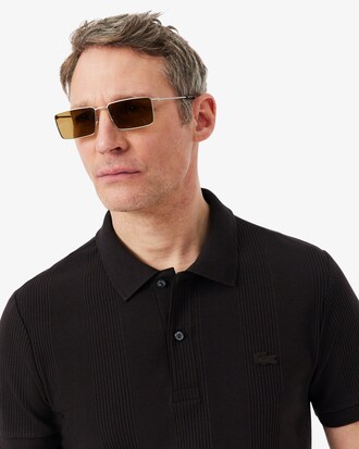 Classic Fit Ribbed Knit Polo Shirt