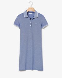 Women's Slim Fit Pinstriped Stretch Mini Piqu&eacute; Polo Dress