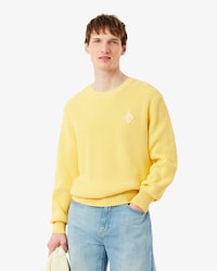 Pearl Rib Knit Badge Accent Sweater