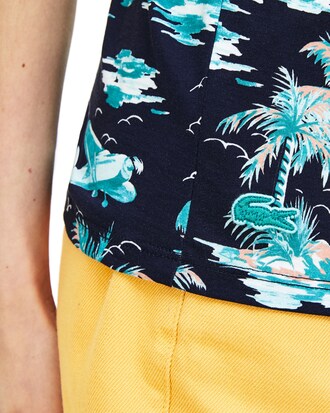 Women's Crew Neck Print Cotton Crepe Jersey T-shirt