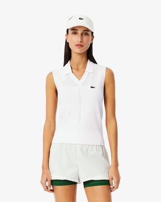 Sleeveless Stretch Knit Tennis Polo Shirt