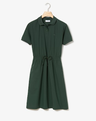 Women's Elasticised Waistband Flowing Gabardine Polo Dress
